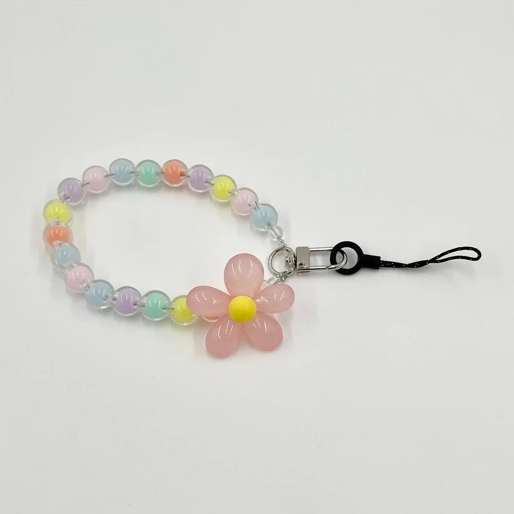 🌸Pink Flower Multi Beaded Phone Lanyard 🌸